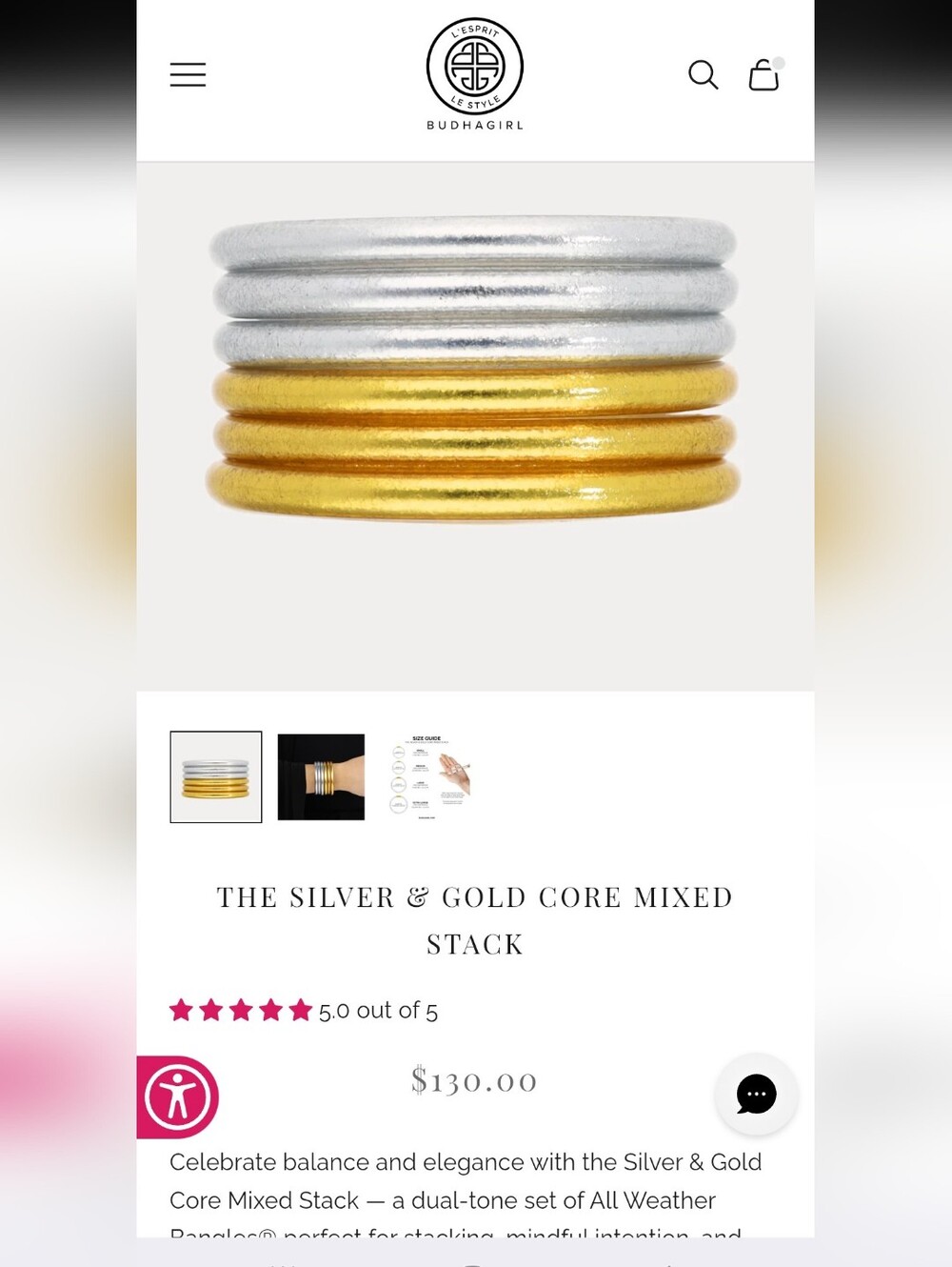 BudhaGirl Silver & Gold Mixed Core Stack Bracelet